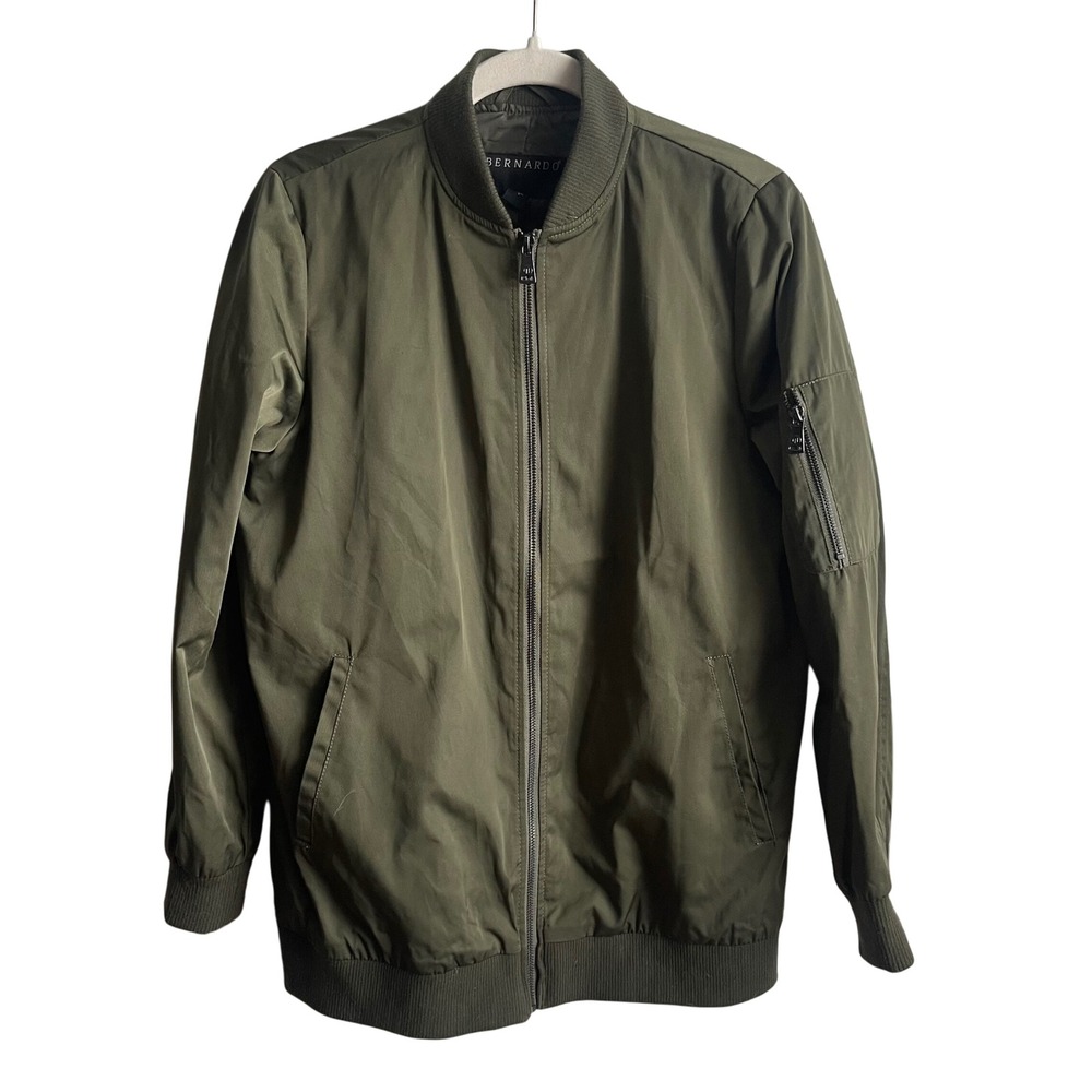 Bernardo Olive Green Bomber Jacket SZ S Quilted Lining Utility Pocket Streetwear